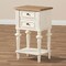 Baxton Studio Marquetterie Oak and White Finishing 2-Drawer and 1-Shelf Nightstand 133-7192 - alternate 6